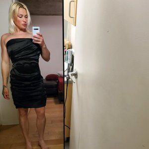 Ruffled bodycon silky dress